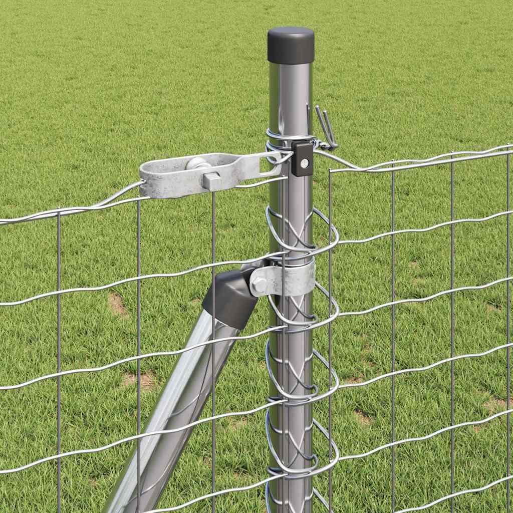 Fence with Posts Silver 0.8 x 10 m Steel