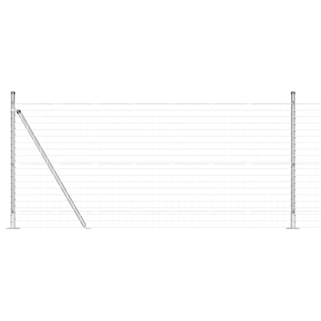 Fence with Posts Silver 0.8 x 10 m Steel