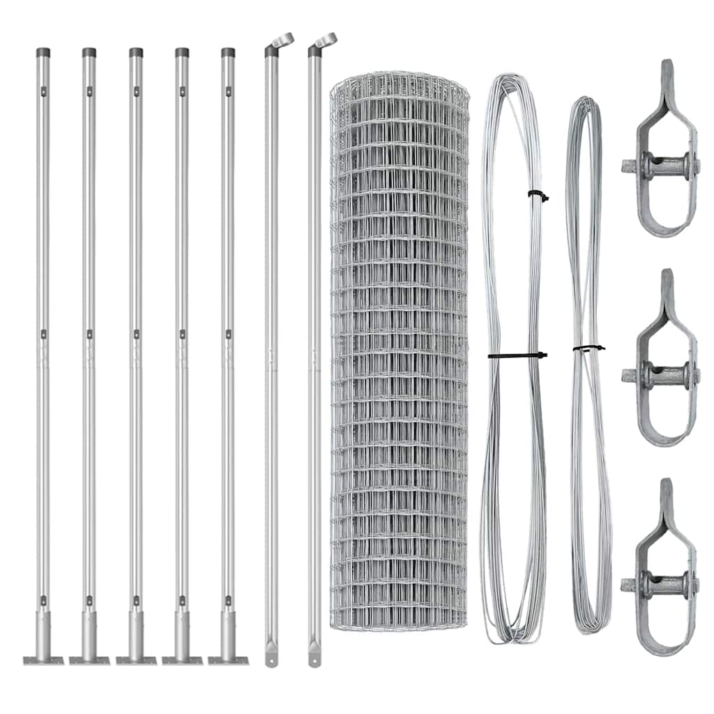 Fence with Posts Silver 0.8 x 10 m Steel