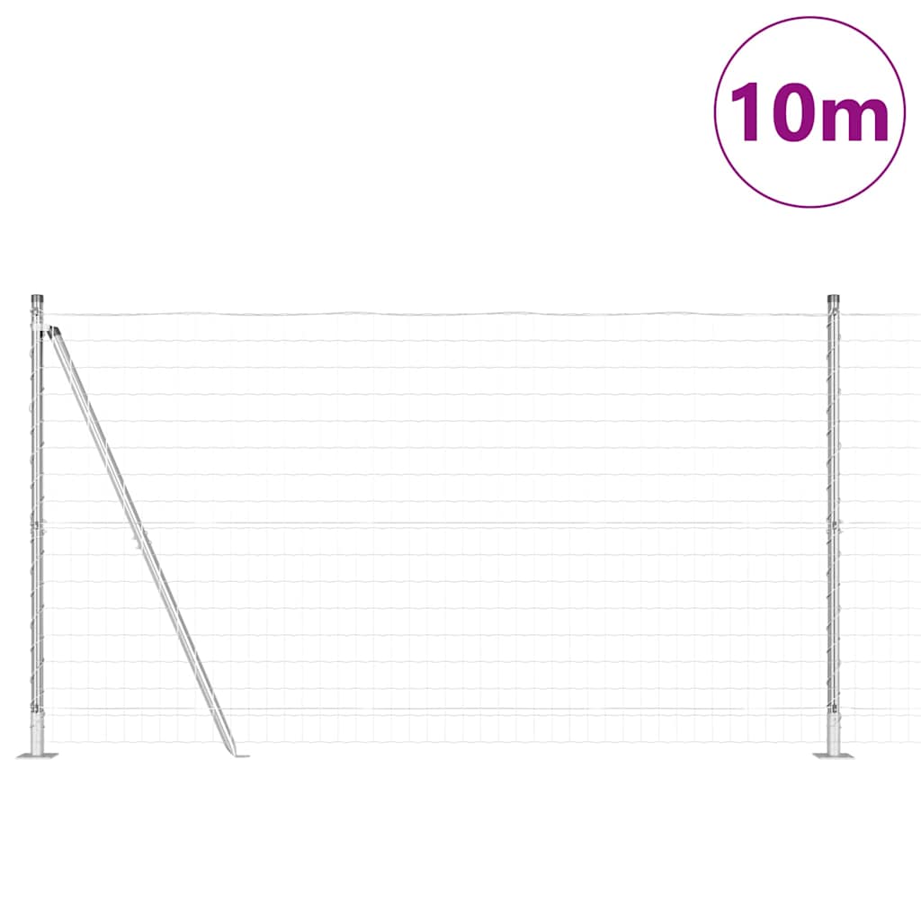 Fence with posts Silver 1.2 x 10 m Steel