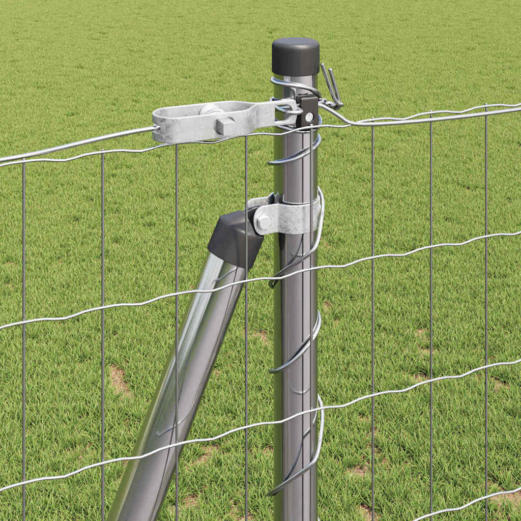 Fence with posts Silver 1.2 x 10 m Steel