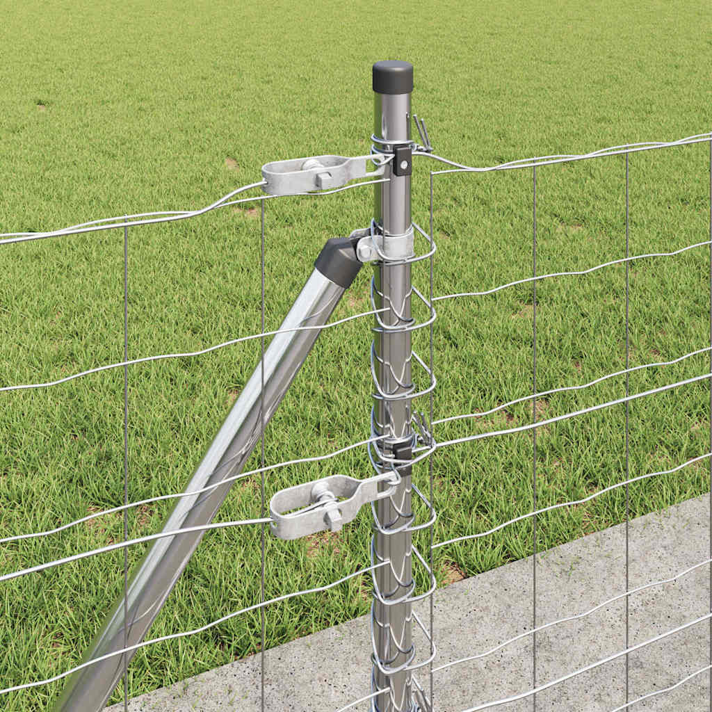 Fence with posts Silver 0.4 x 50 m Steel