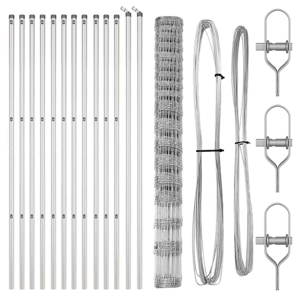 Pasture fence Silver 25 x 1.5 m Galvanized steel
