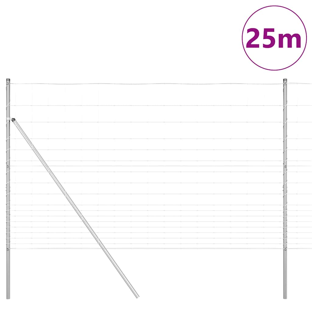 Pasture fence Silver 25 x 1.5 m Galvanized steel