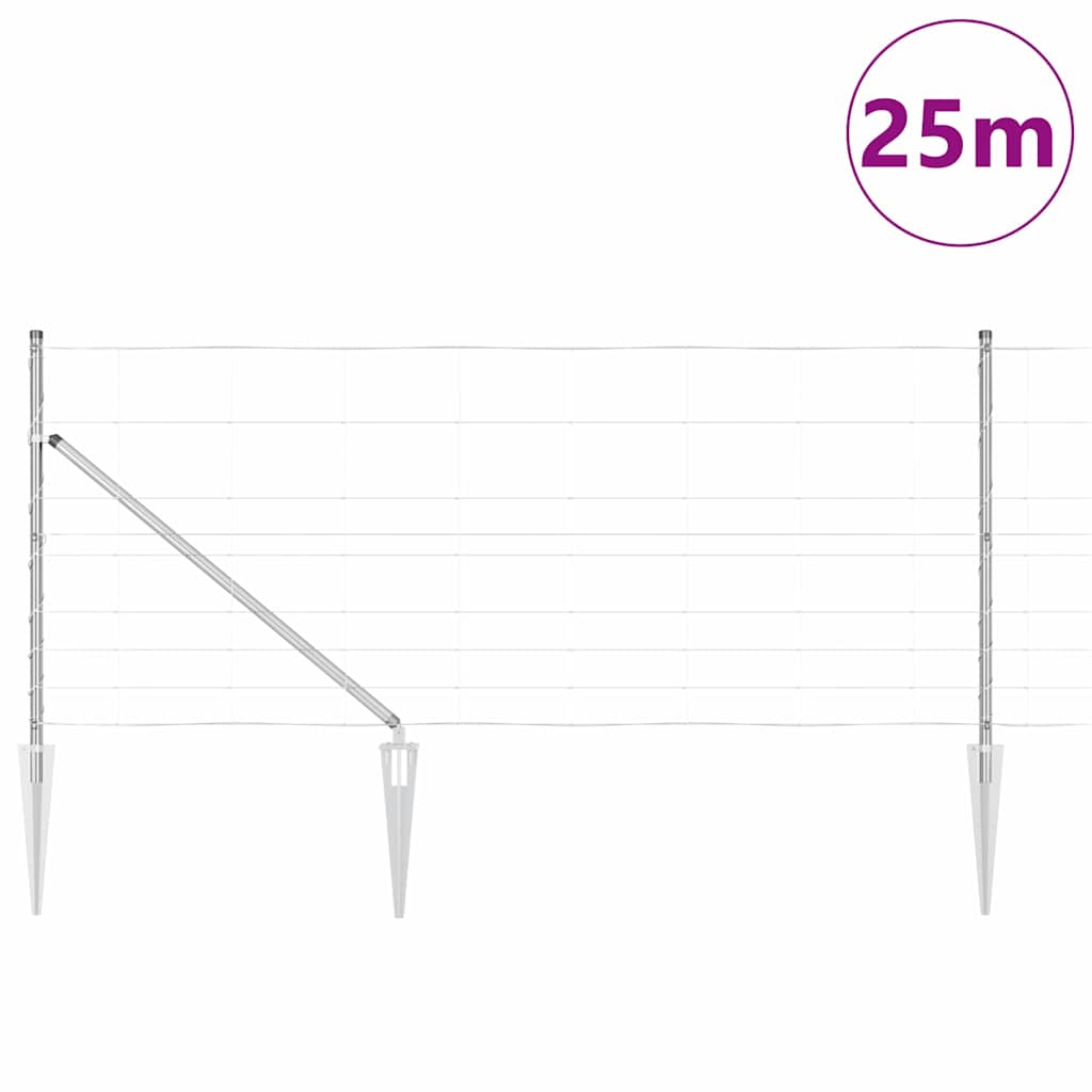 Ganyklų tvora Sidabro 25 x 1 m Galvanizuotas plienas