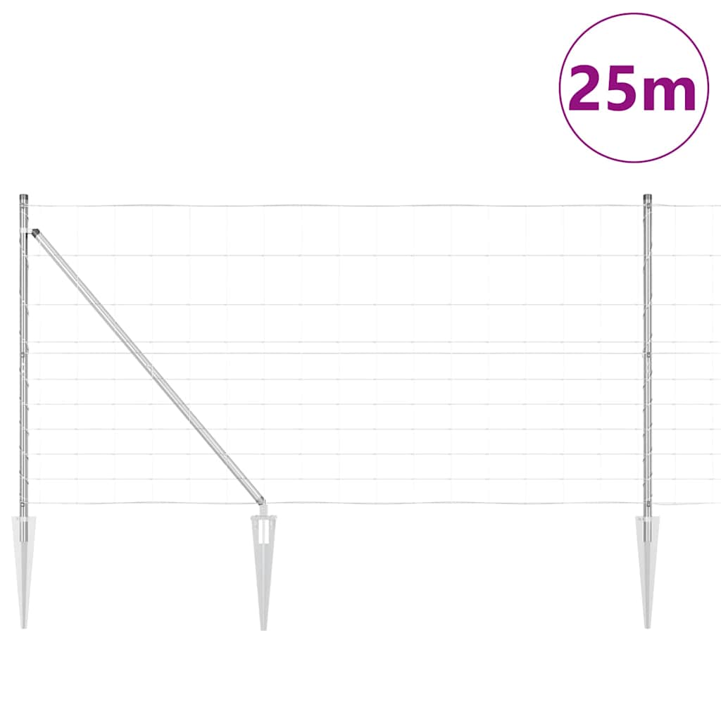 Ganyklų tvora Sidabro 25 x 1,2 m Galvanizuotas plienas