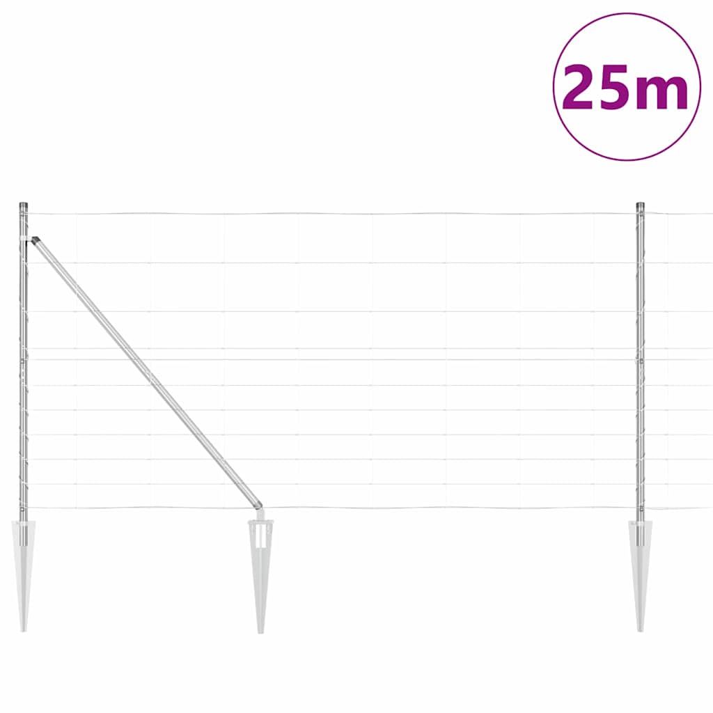 Pasture fence Silver 25 x 1.2 m Galvanised steel