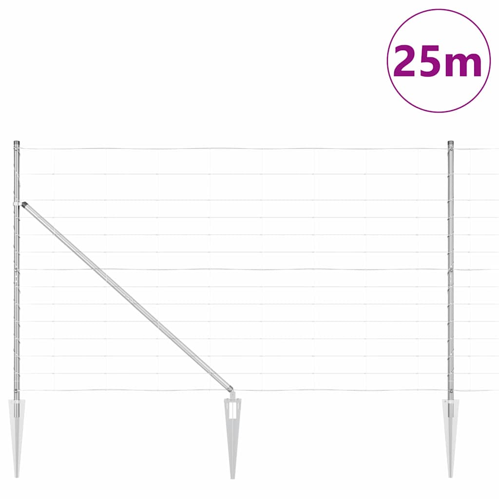 Pasture fence Silver 25 x 1.4 m Galvanised steel
