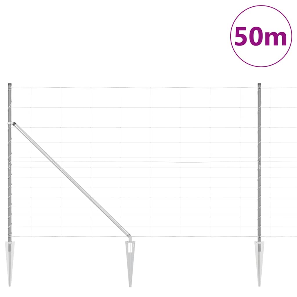 Pasture Fence Silver 50 x 1.5 m Galvanized Steel