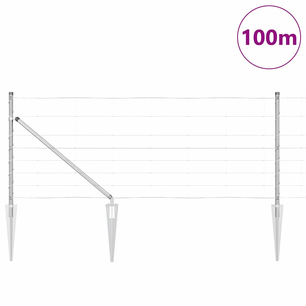 Ganību žogs Sudrabs 100 x 0.8 m Cinkots tērauds