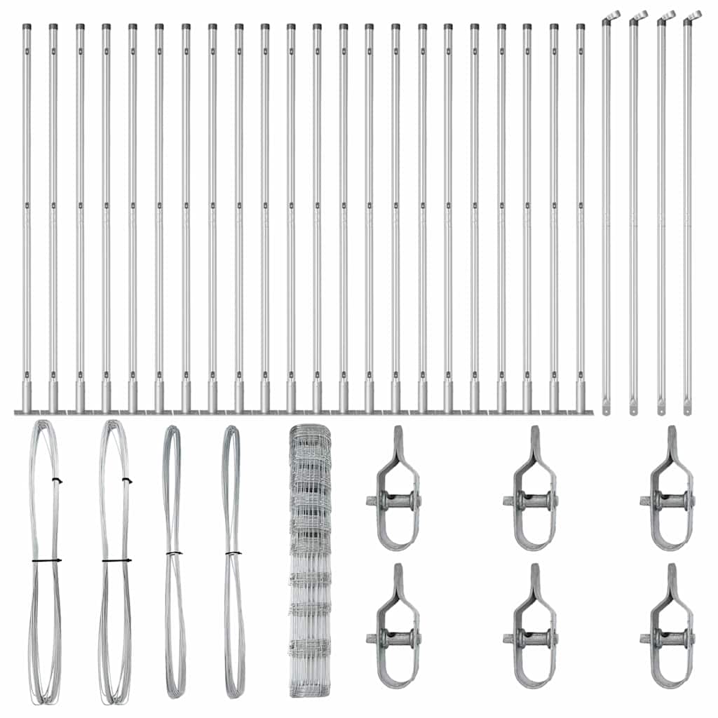 Pasture fence Silver 50 x 1.2 m Galvanized steel