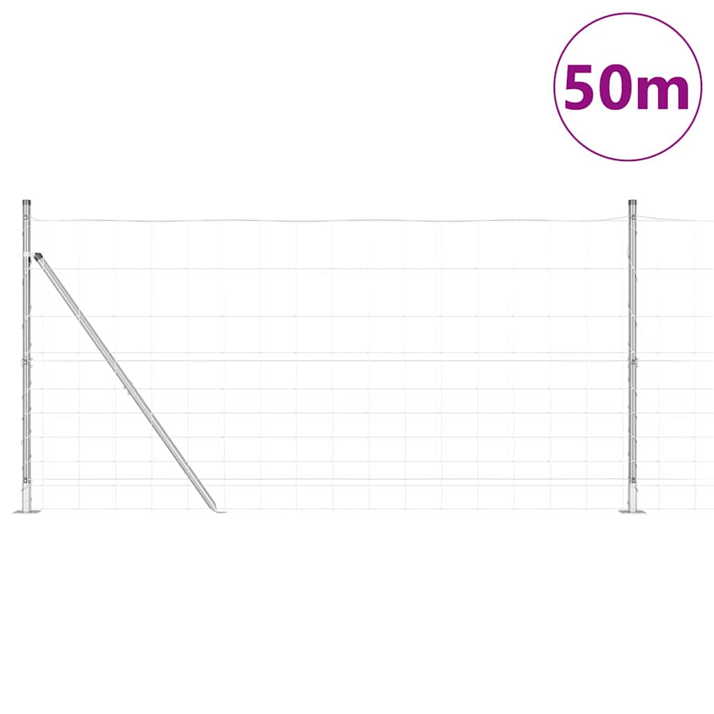 Pasture fence Silver 50 x 1.2 m Galvanized steel