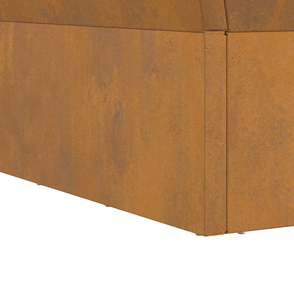 Ruda kvadratinė ugnies duobė 60x60x35 cm iš oro sąlygoms atsparaus plieno