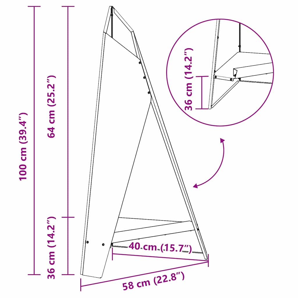 Ugnies duobė Pyramoido formos 58x36x100 cm Pagaminta iš orui atsparaus plieno