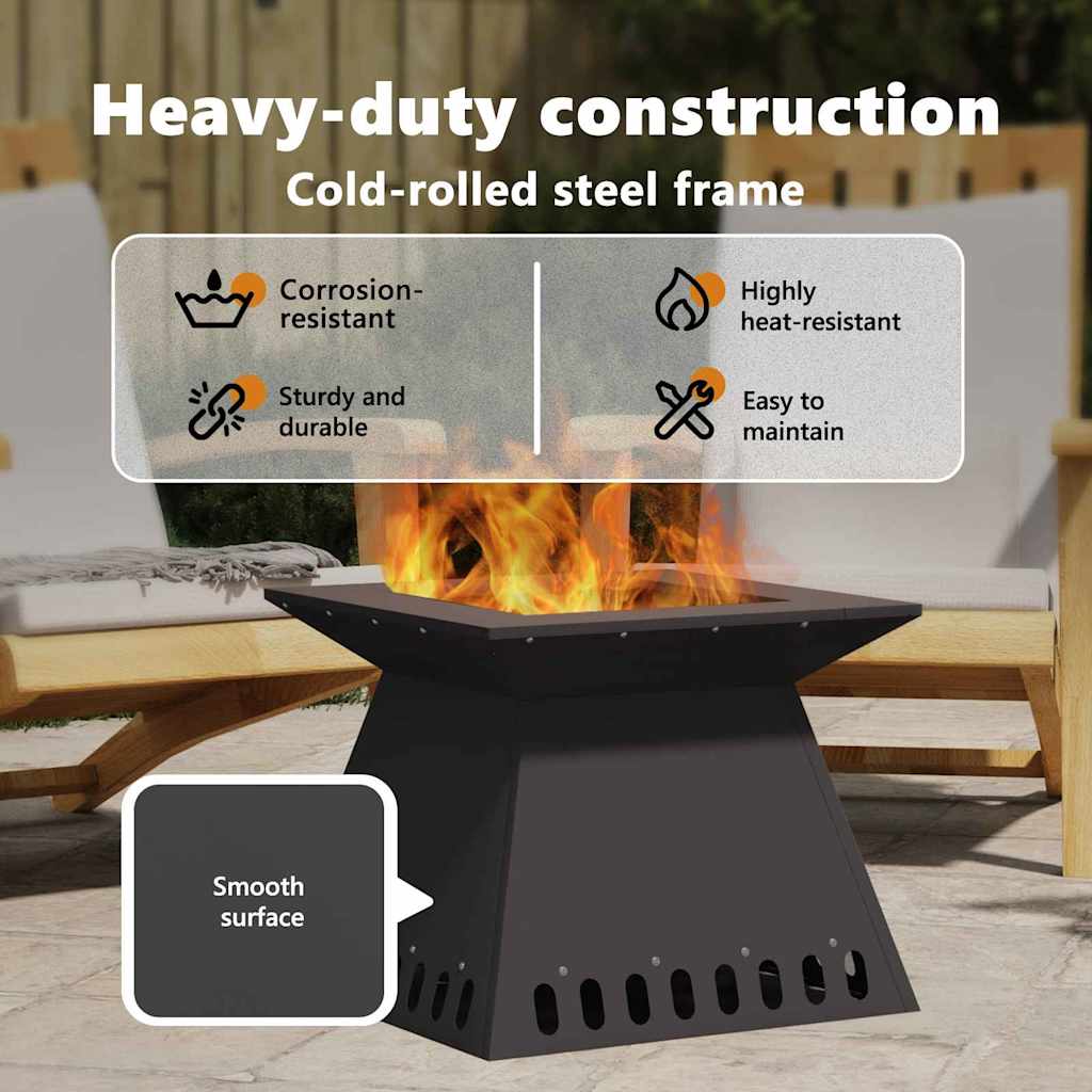 Fire Pit Black 48 x 48 x 40 cm Steel
