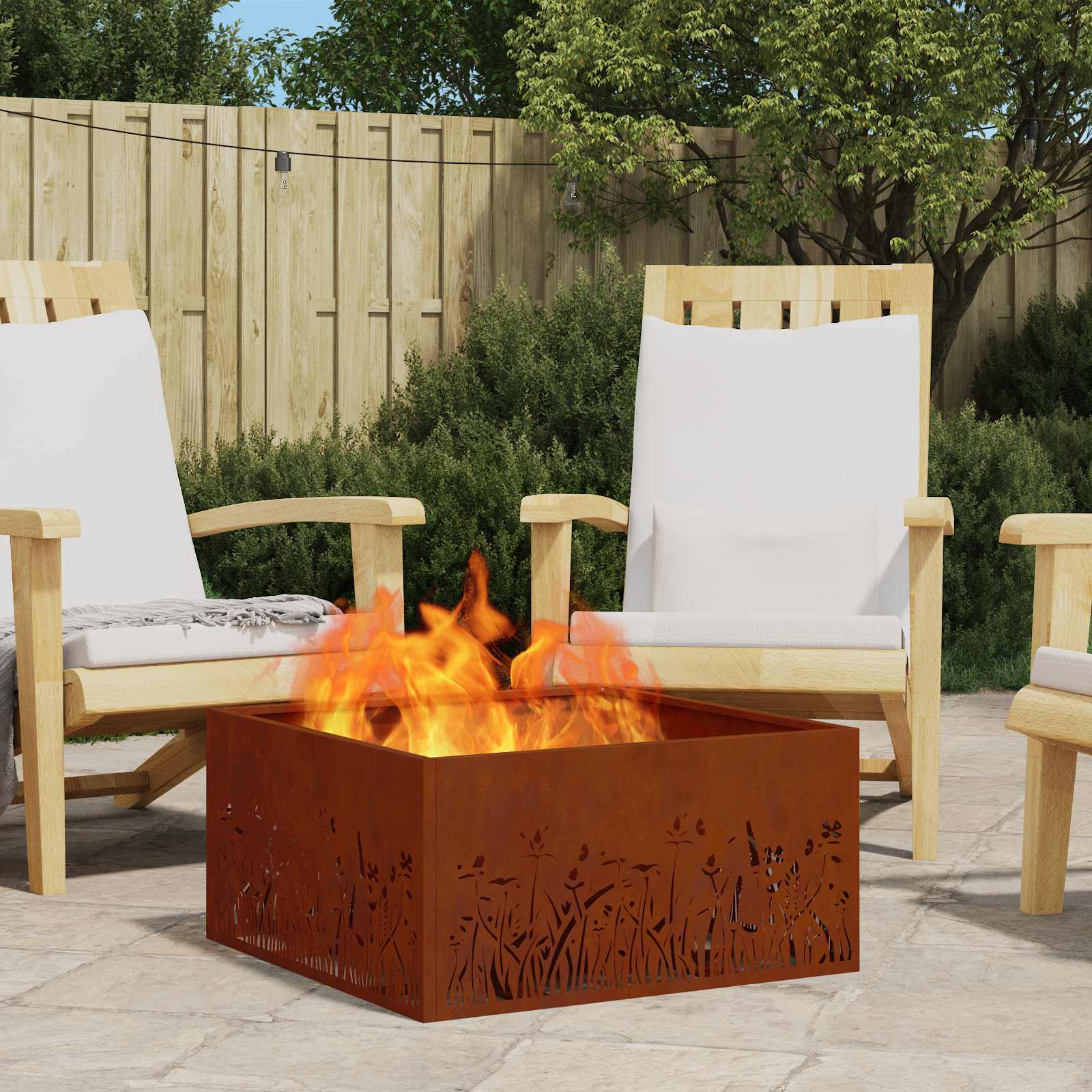 Fire Pit Brown 60 x 60 x 30 cm Steel