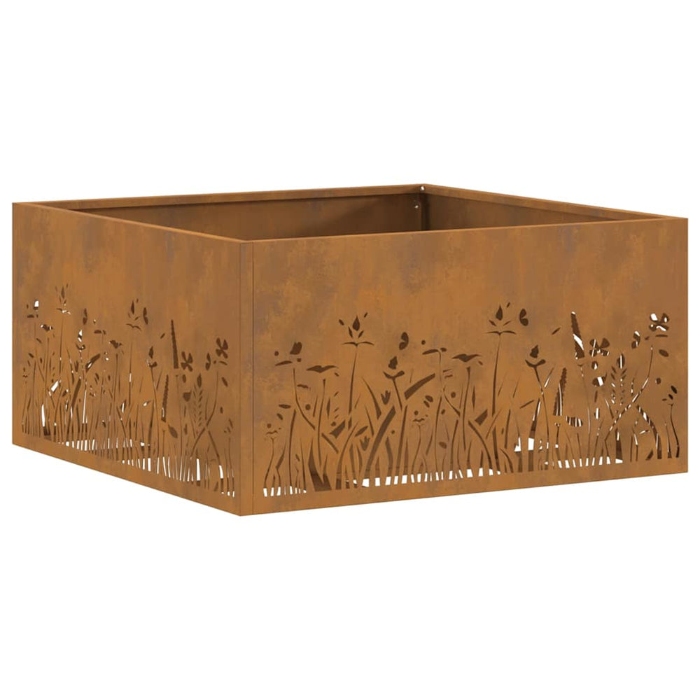 Kvadratinė Ugnies Duobė 60x60x30 cm Iš Orą atsparaus Plieno