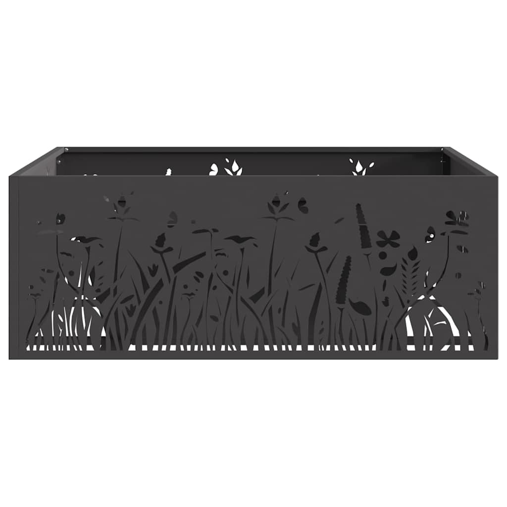 Lauko Krosnis Kvadratinė Juoda 80x80x30 cm Plienas