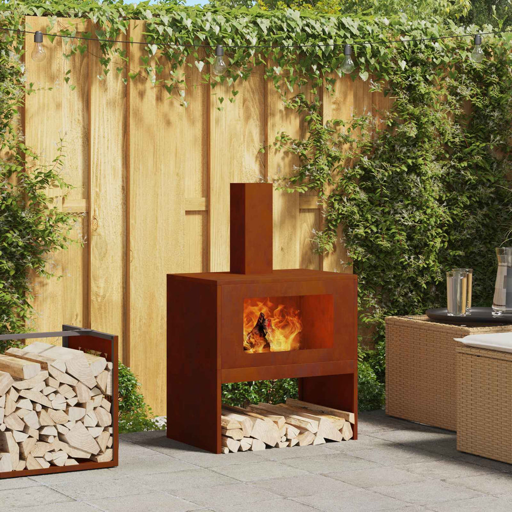 Fire Pit Brown 60 x 40 x 96 cm Steel