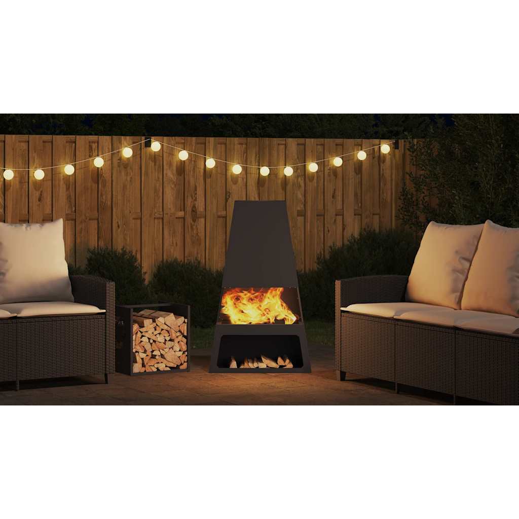 Fire Pit Black 60 x 35 x 100 cm Steel