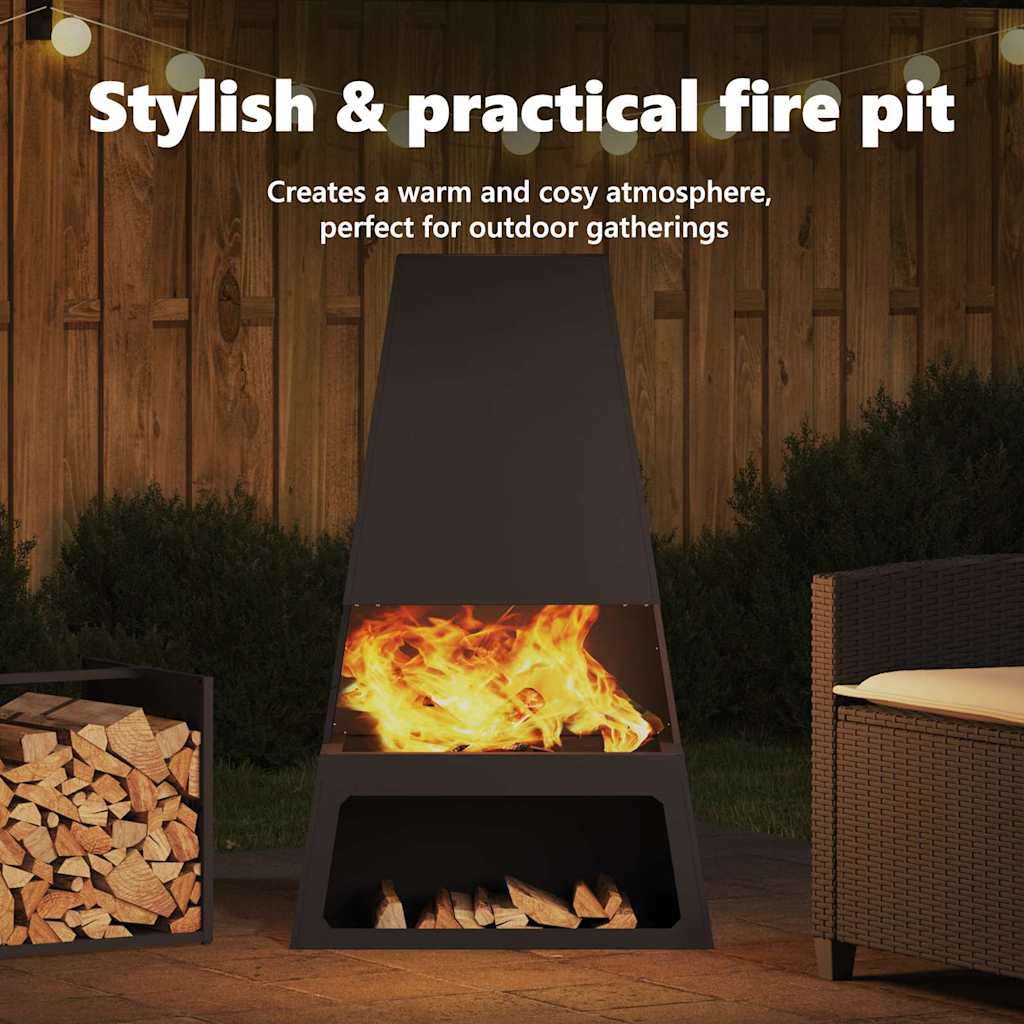 Fire Pit Black 60 x 35 x 100 cm Steel