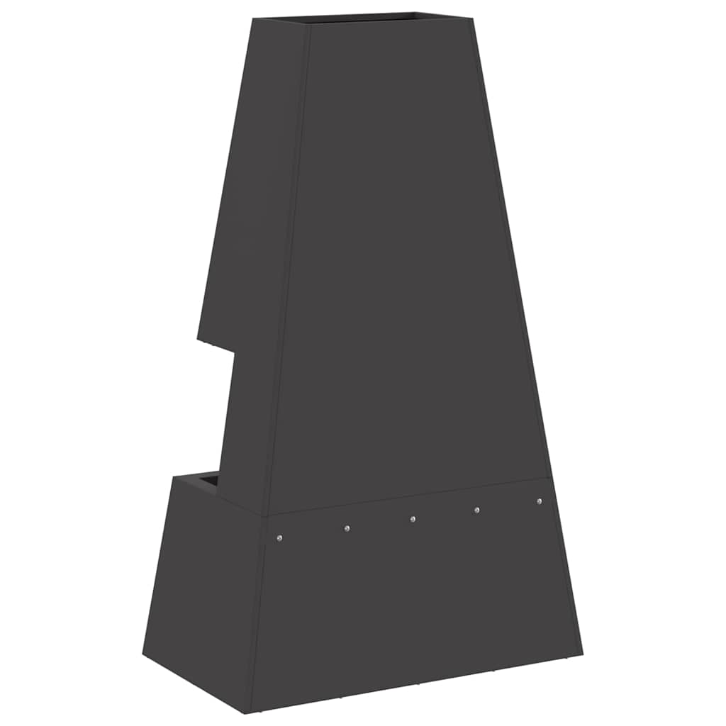 Lauko židinys su malkų laikymo vieta Juoda 60x35x100 cm Plienas