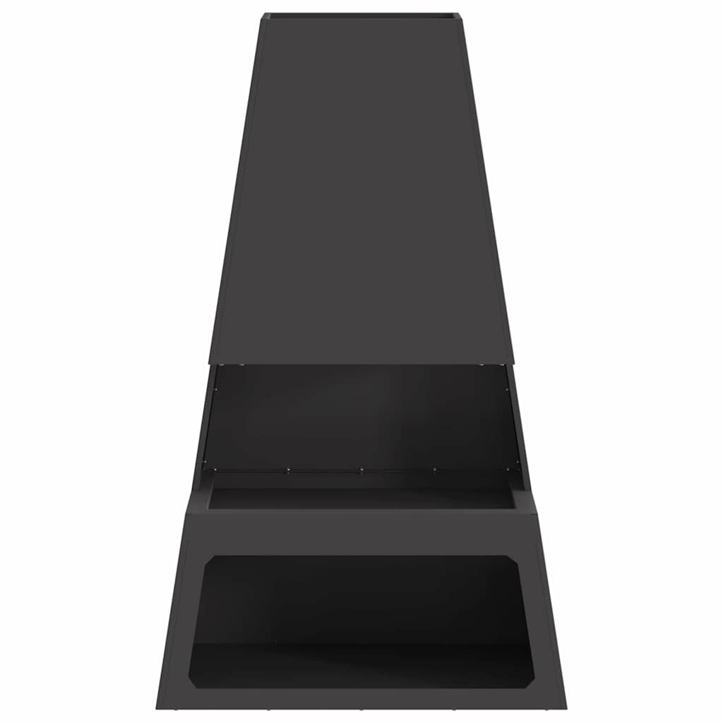 Lauko židinys su malkų laikymo vieta Juoda 60x35x100 cm Plienas