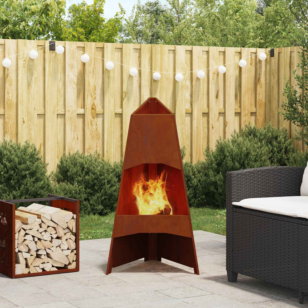 Fire Pit Brown 50 x 50 x 95 cm Steel