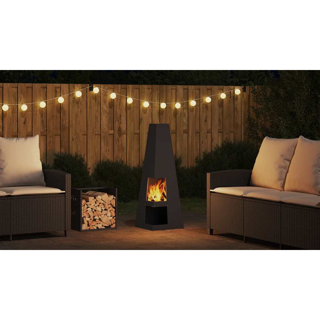 Fire Pit Black 35 x 35 x 100 cm Steel