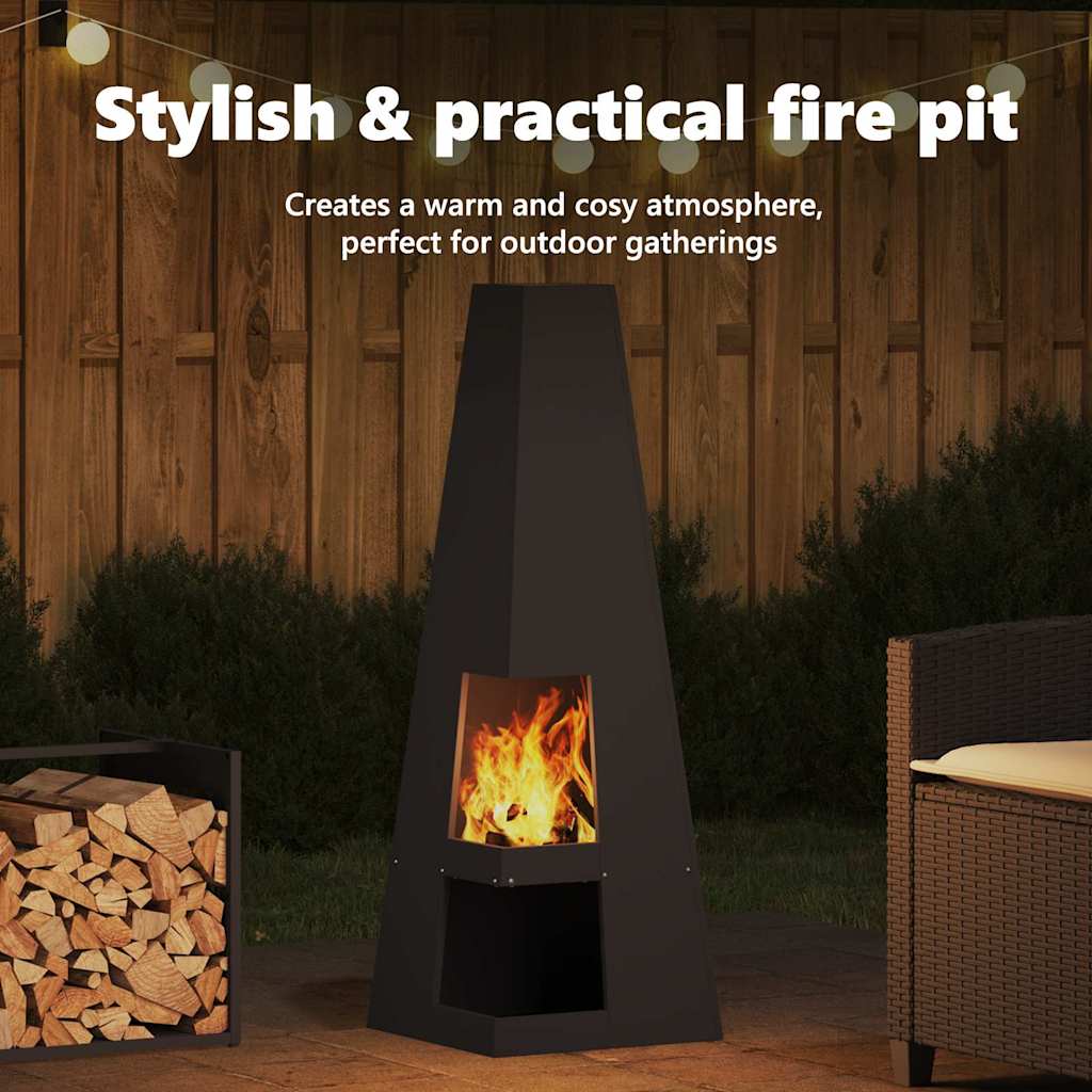 Fire Pit Black 35 x 35 x 100 cm Steel