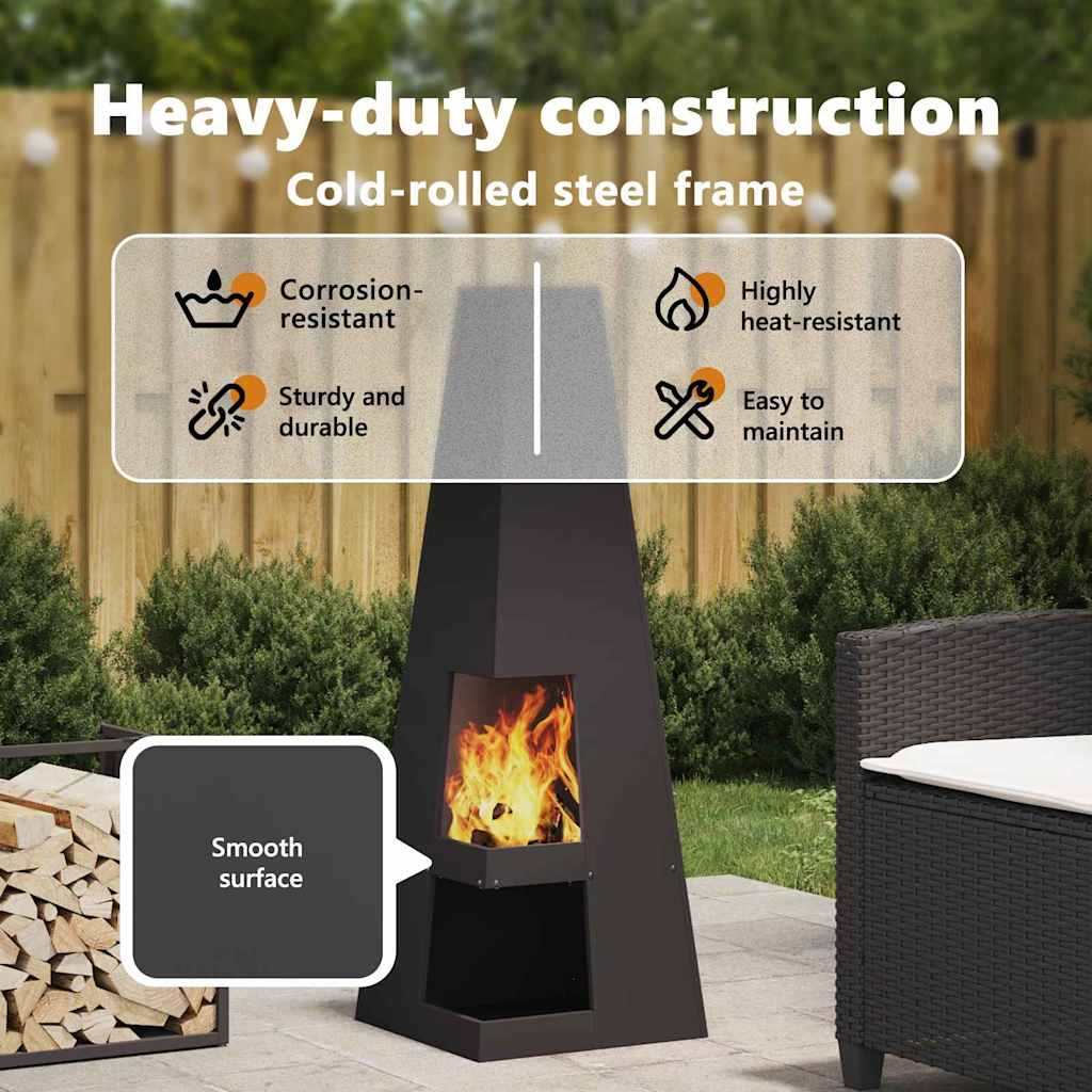 Fire Pit Black 35 x 35 x 100 cm Steel
