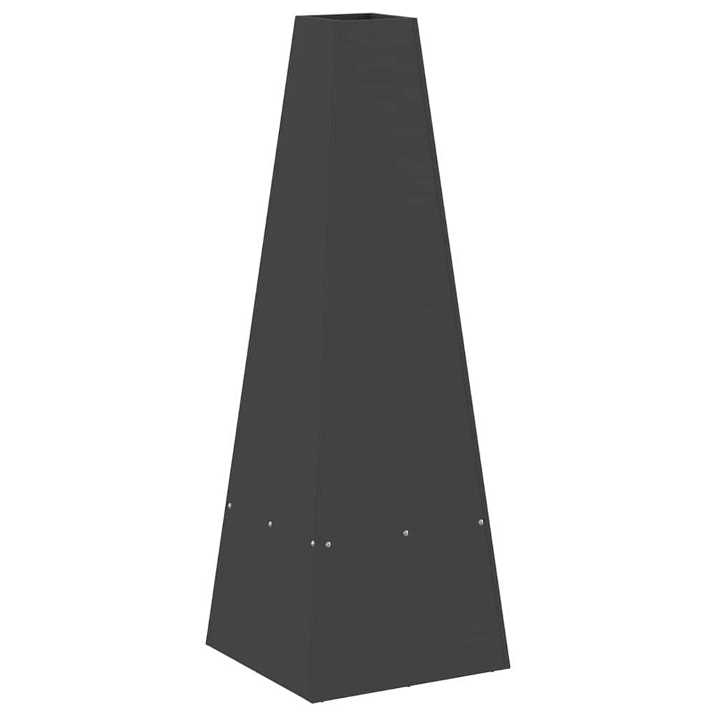 Lauko Ugnies Krosnis su Malkų Laikikliu Juoda 35x35x100 cm Plienas