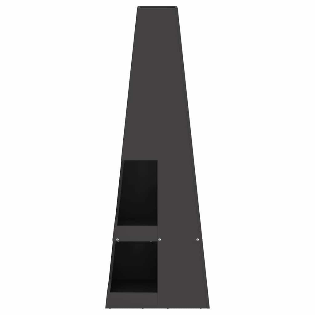 Lauko Ugnies Krosnis su Malkų Laikikliu Juoda 35x35x100 cm Plienas