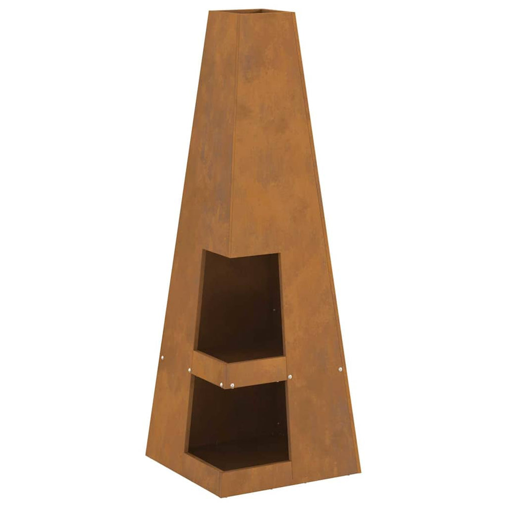 Lauko Židinio Krosnis su Medienos Laikymo Erdvė 35x35x100 cm Orui Atsparus Plienas