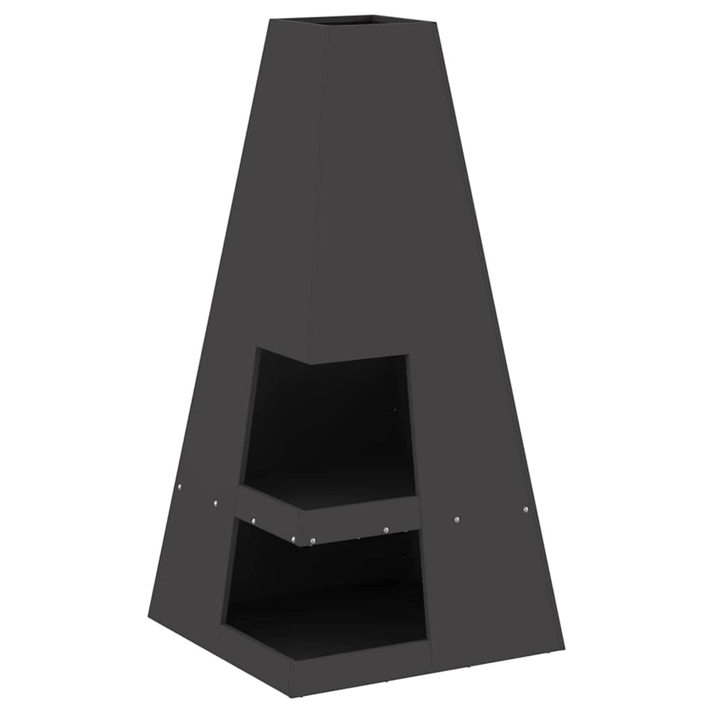 Lauko Krosnis su Malkų Laikymo Vietomis Juoda 50x50x100 cm Plienas