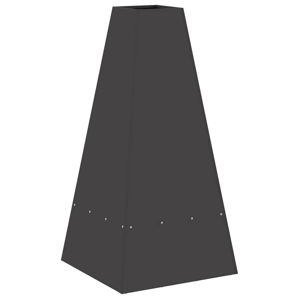 Lauko Krosnis su Malkų Laikymo Vietomis Juoda 50x50x100 cm Plienas