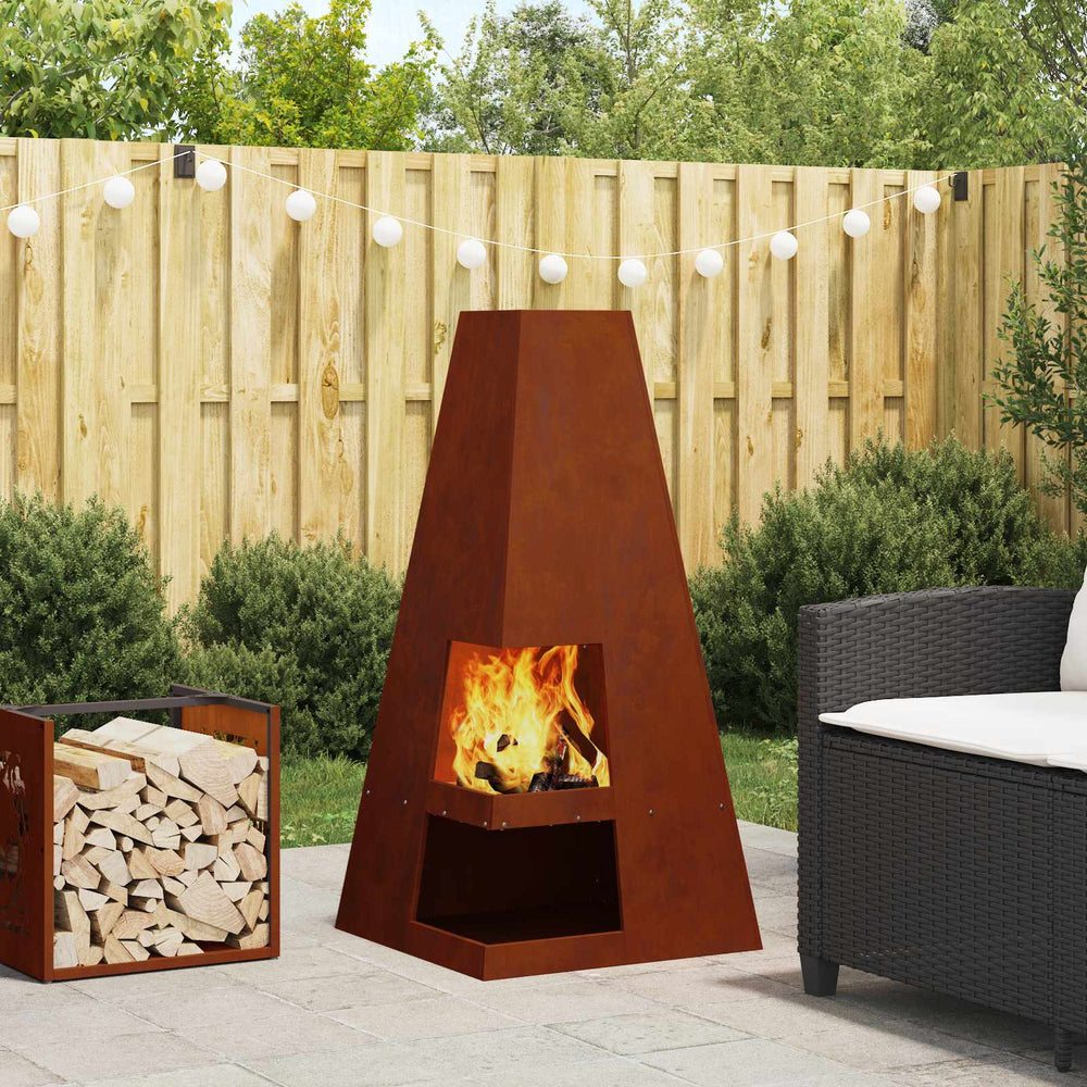 Fire Pit Brown 50 x 50 x 100 cm