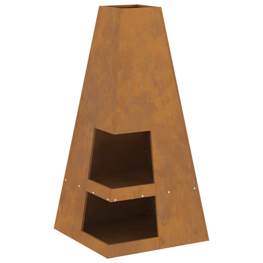 Ugnies duobė su malkų sandėliu 50x50x100 cm Atsparus orui plienas