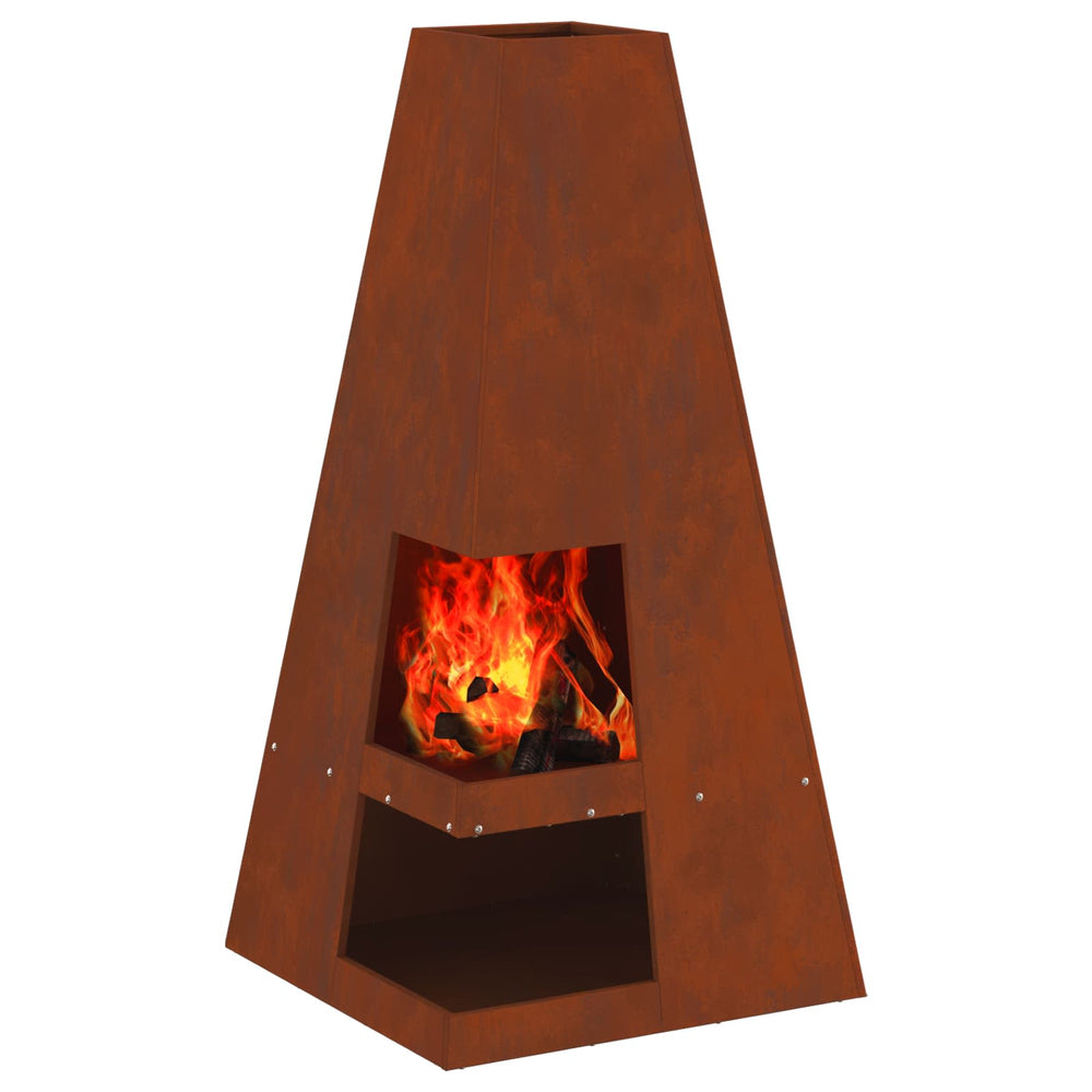 Fire Pit Brown 50 x 50 x 100 cm
