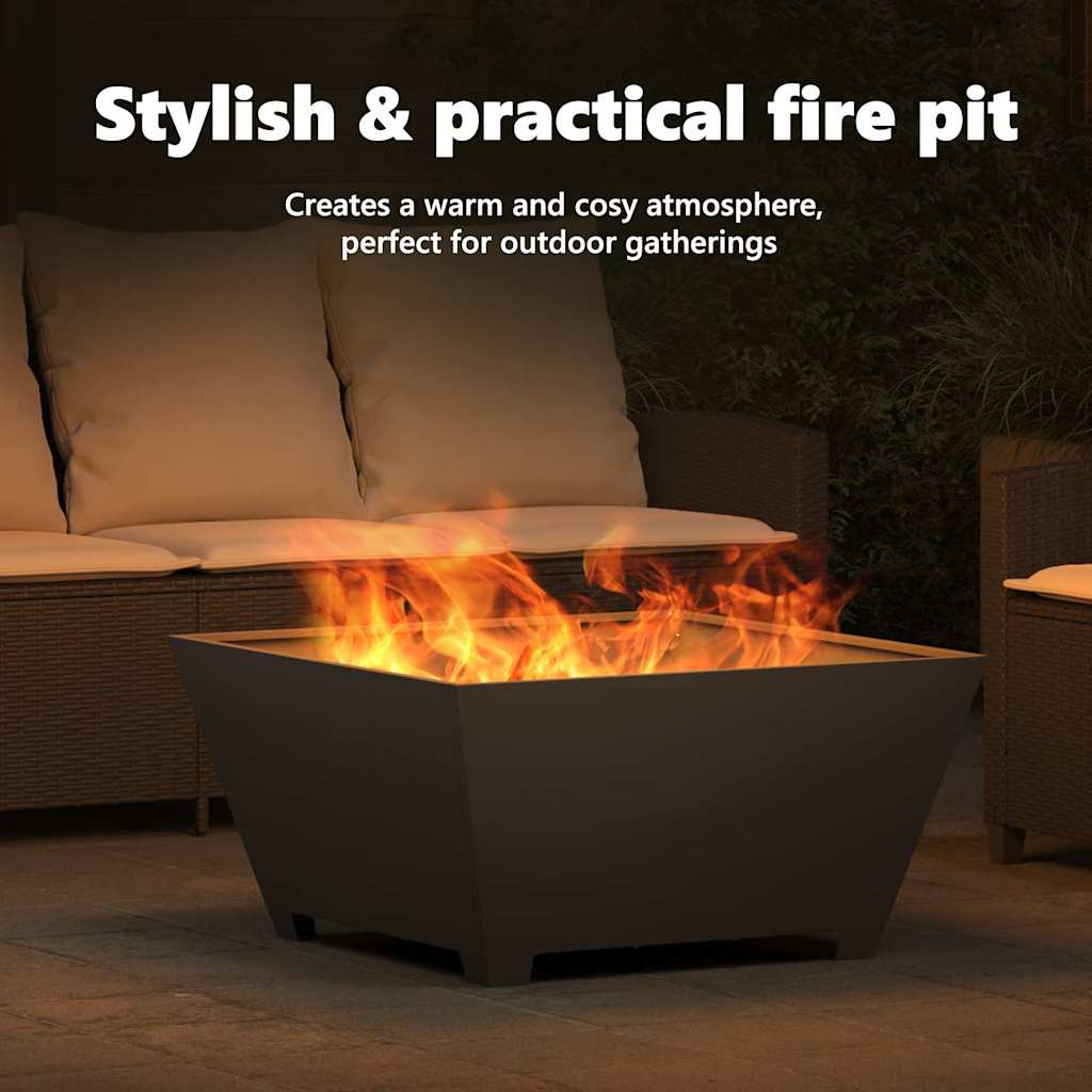 Fire Pit Black 80 x 80 x 40 cm Steel