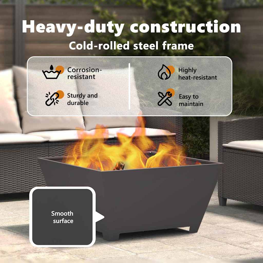 Fire Pit Black 80 x 80 x 40 cm Steel
