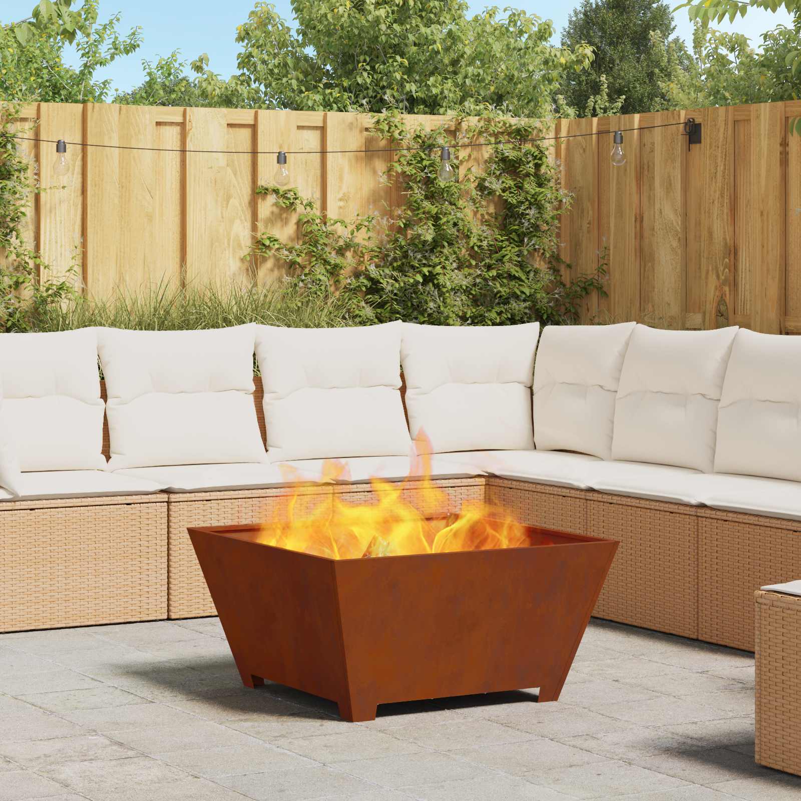 Fire Pit Brown 80 x 80 x 40 cm Steel