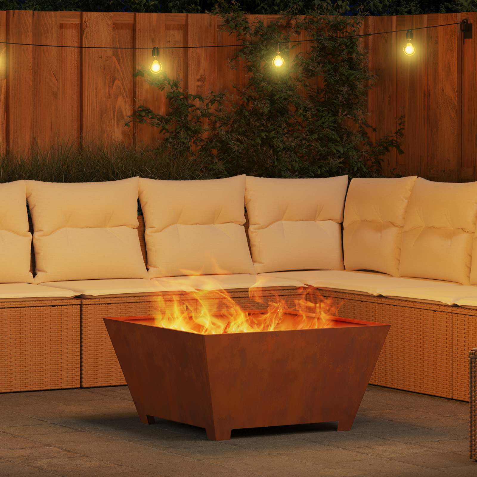 Fire Pit Brown 80 x 80 x 40 cm Steel