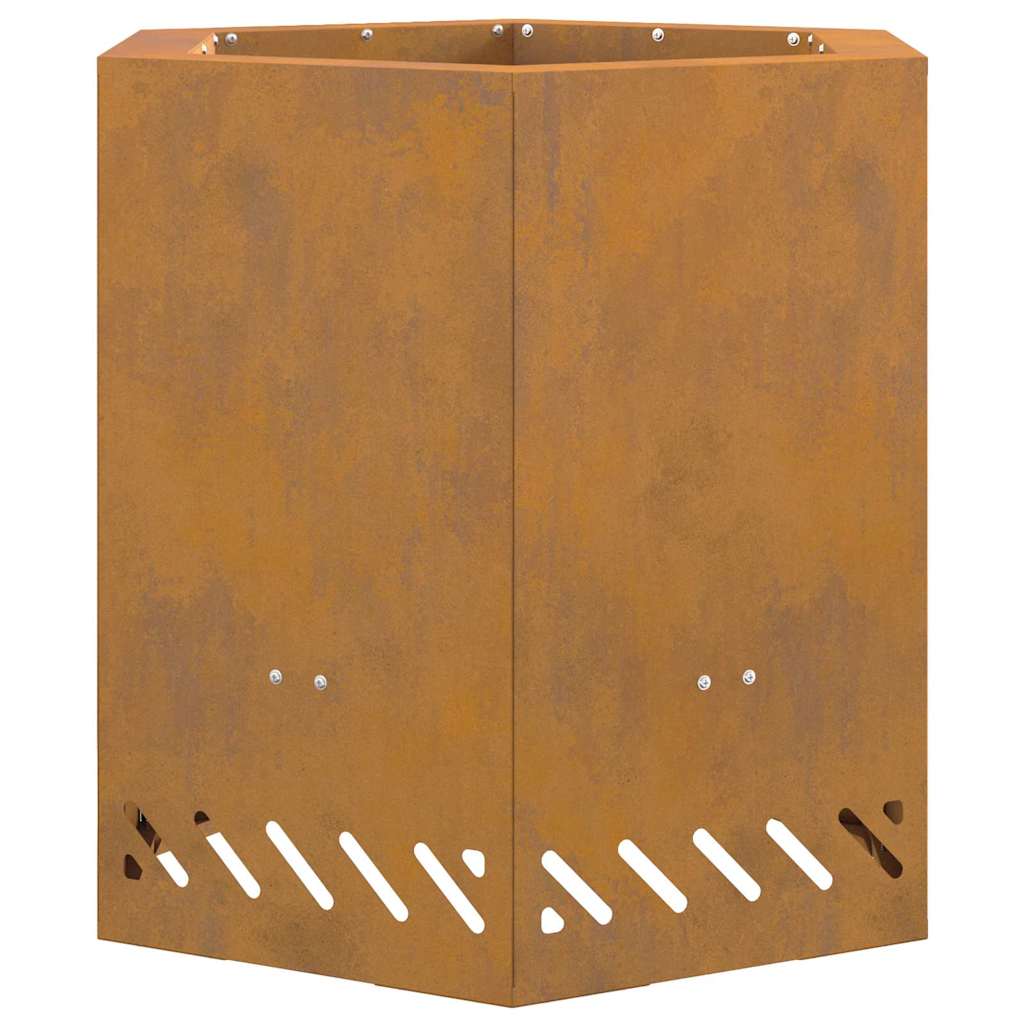 Be dūmų ugnies duobė šešiakampė 48x48x51 cm Orui atsparus plienas