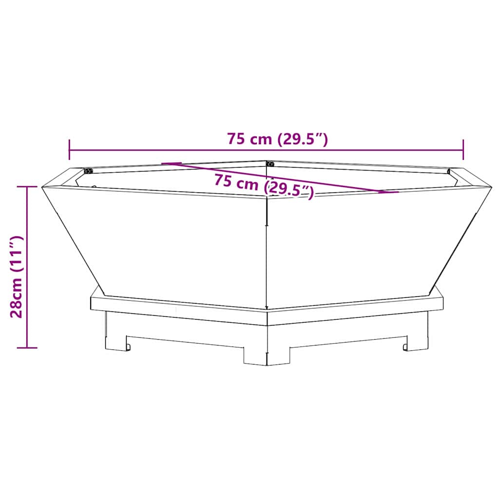Lauko Židinio Pitas Hexagoninis Juodas 75x75x28 cm Plienas