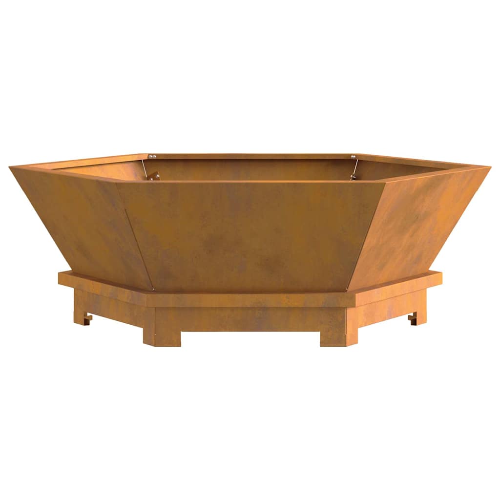 Ugnies duobė šešiakampė 75x75x28 cm Oro sąlygoms atsparus plienas