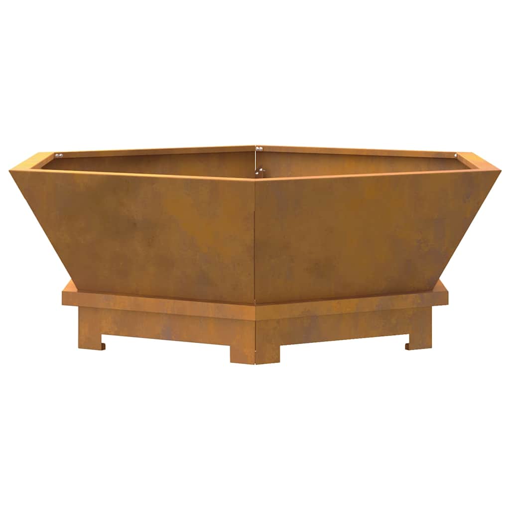 Ugnies duobė šešiakampė 75x75x28 cm Oro sąlygoms atsparus plienas