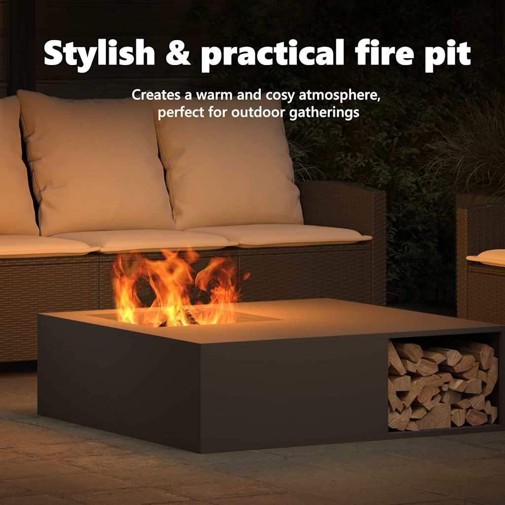 Fire Pit Black 100 x 100 x 30 cm Steel