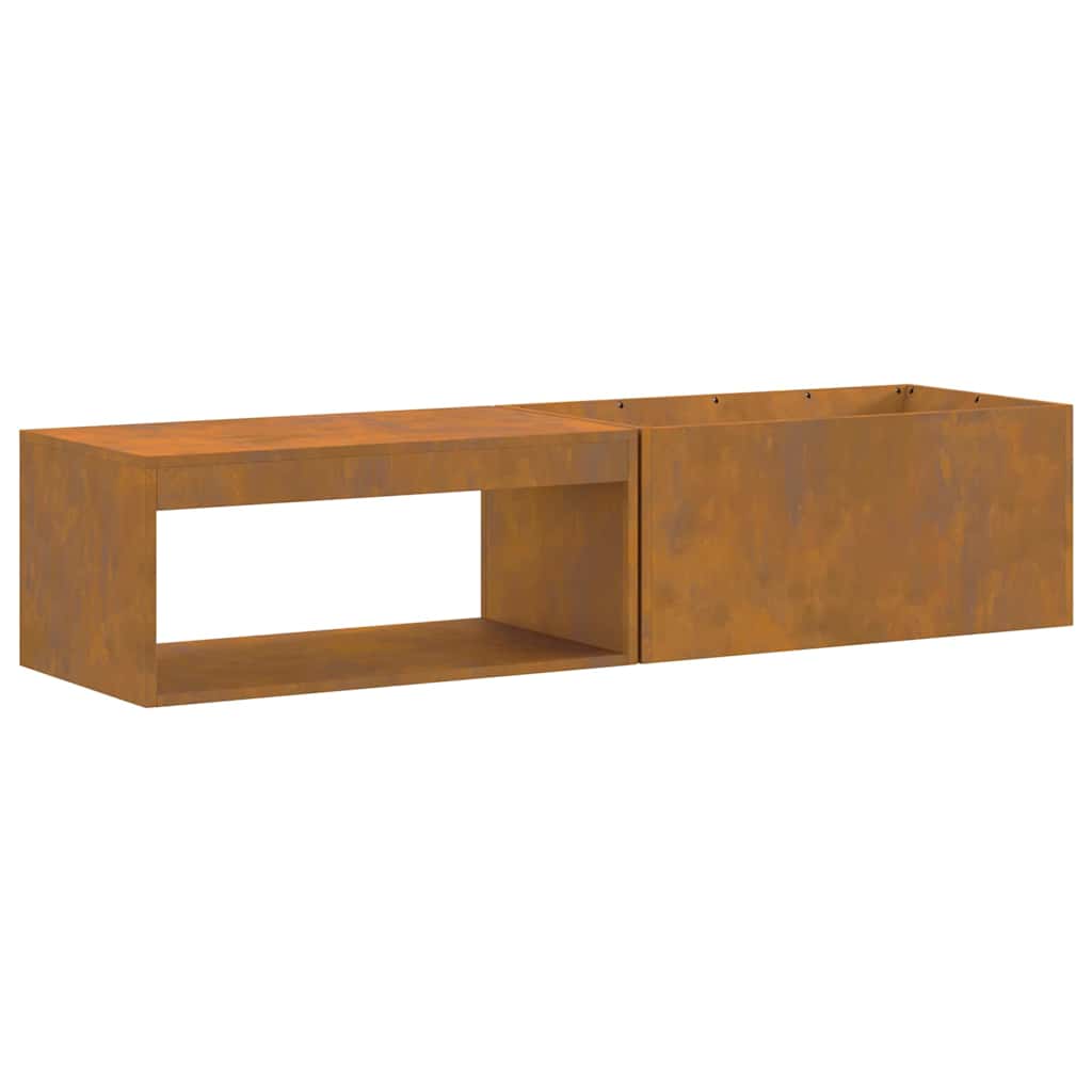Lauko Židinio Krosnis su Malkų Laikymo Vietoje 160x45x35 cm Iš Orui Atsparaus Plieno