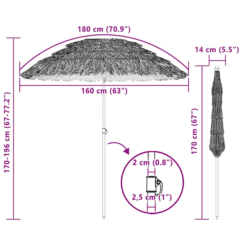 Sodo skėtis 160 x 160 x 196 cm Polipropilenas ir poliesteris